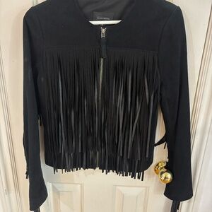 Mackage X Aritzia black suede jacket with fringe